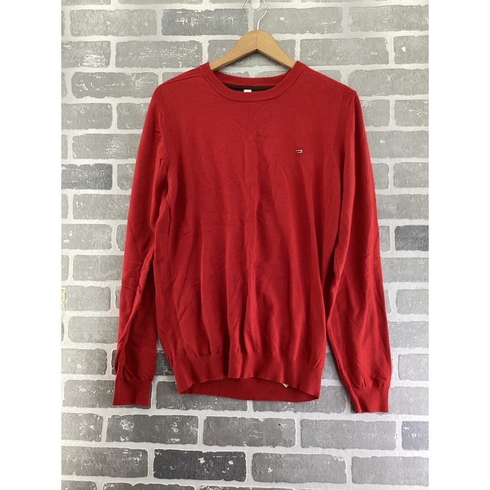 DIESEL Lightweight Red Pullover Crewneck Casual Sweater Cotton Blend Men Large